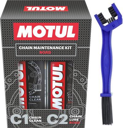 MOTUL Chain Cleaner C1 (150 ml) | Chain Lube Road C2 (150 ml) | Chain Cleaner Brush | Chain Oil