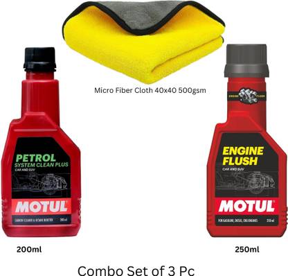 MOTUL MTCD-060 ENGINE FLUSH & PETROL SYSTEM CLEAN PLUS + Micro Fiber Cloth for CAR & SUV Oil Flush and Treatment
