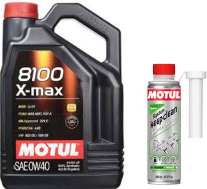 MOTUL 8100 X-MAX 0W-40(4l)+SYSTEM KEEP CLEAN GASOLINE(300ml)combo - Full-Synthetic Engine Oil