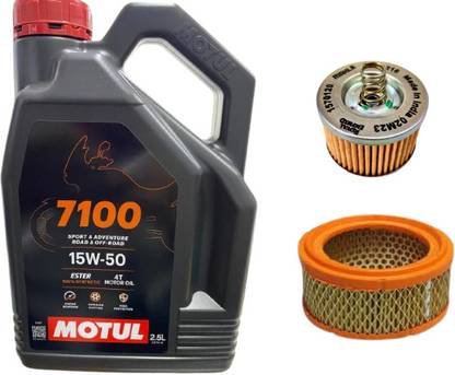 MOTUL 7100 4T 15W50 + Bullet 500cc -BS6 Oil filter and Air Filter - Full-Synthetic Engine Oil