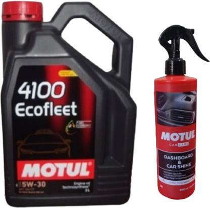 MOTUL 4100 ECOFLEET 5W30 (3ltr)+ DASHBOARD & CAR SHINE(500ML)COMBO Synthetic Blend Engine Oil