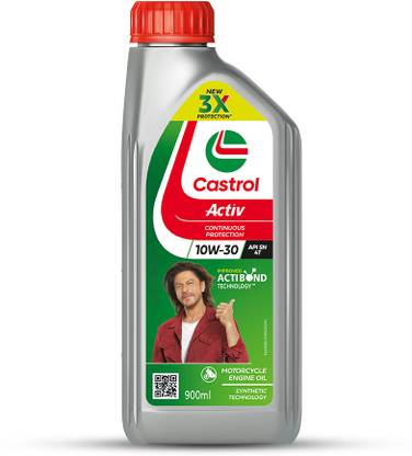 Castrol Activ 10W-30 4T 3X Protection with Actibond Technology for Bikes|API SN & JASO MA2 Synthetic Blend Engine Oil