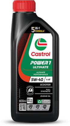 Castrol POWER1 ULTIMATE 5W-40 4-AT 5-in-1 Full Synthetic Technology | For High Performance Scooters | BS6 Ready Full-Synthetic Engine Oil