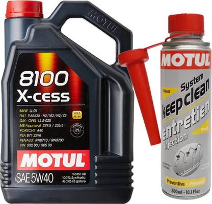 MOTUL 8100 X-cess 5W-40 API SN/CF Fully Synthetic Gasoline and Diesel Engine Oil & ADDITIVE DSL 107815 Oil Flush and Treatment Full-Synthetic Engine Oil