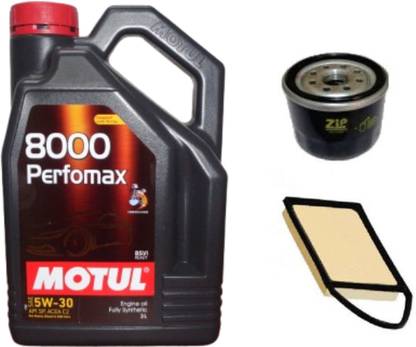 MOTUL 8000 Perfomax 5W-30, Oil & Air Filter Combo for TOYOTO ETIOS (Petrol) Full-Synthetic Engine Oil