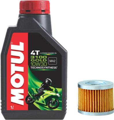 MOTUL 4T 3100 GOLD 10W-30 Synthetic Blend Engine Oil 1L & Apache Oil Filter Combo Combo