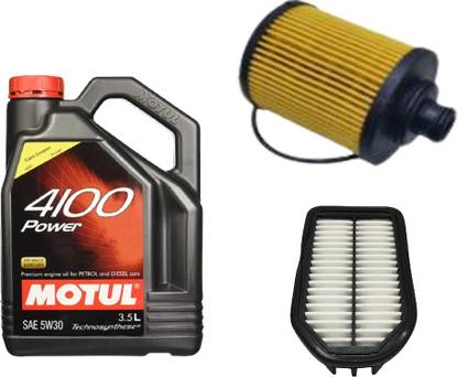MOTUL 4100 5W30 Engine Oil, Air Filter & Oil Filter Combo for Dzire Petrol Synthetic Blend Engine Oil