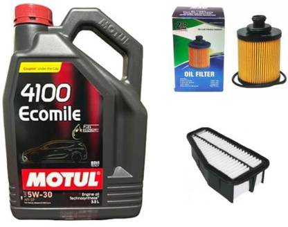 MOTUL 4100 Ecomile-5w30-3.5L - Oil & Air Filter Combo for Maruti BALENO (Diesel) Synthetic Blend Engine Oil