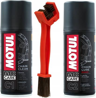 MOTUL MC CARE C1 ( 150 ML) C2( 150 ML) With Red Chain Cleaner Brush Oil Flush and Treatment