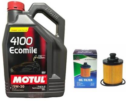MOTUL 4100 Ecomile 5w30 & Oil filter Combo For Maruti SX4 (DIESEL) Synthetic Blend Engine Oil