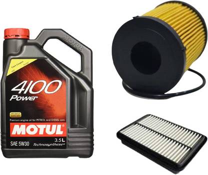 MOTUL 4100 5W30 Engine Oil, Air & Oil Filter Combo for Maruti Dzire Diesel Synthetic Blend Engine Oil