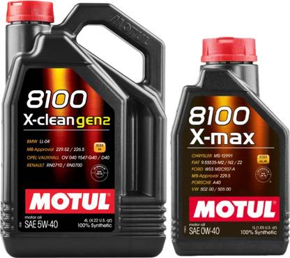 MOTUL 8100 X-CLEANGEN2 5W-40 Synthetic Engine Oil - 4 Liter Can and 1 Liter (5L) 5w40 Full-Synthetic Engine Oil