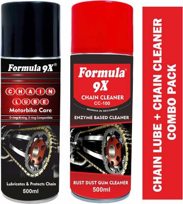 Formula 9x Chain Lube + Chain Cleaner 500+500ml - 1000ml Combo Pack | Premium Quality Lube Formula 9x Chain Oil