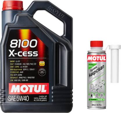 MOTUL 8100 X-CESS 5W-40(4l)+SYSTEM KEEP CLEAN GASOLINE(300ml)Combo Full-Synthetic Engine Oil