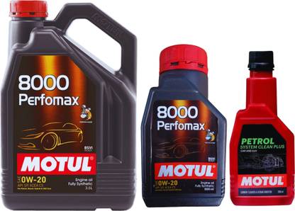 MOTUL 8000 Perfomax 0W20 Oil 3.5L and 0.5L (4L) With Petrol System Clean 200ml Combo 0W20 Full-Synthetic Engine Oil