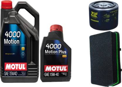 MOTUL 4000 15W40 Engine Oil, Air & Oil Filters Combo for Mahindra TUV300 Mineral Engine Oil