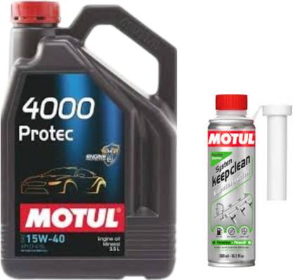 MOTUL 4000 PROTEC 15W40(3.5Lit)+SYSTEM KEEP CLEAN GASOLINE(300ml)combo Mineral Engine Oil