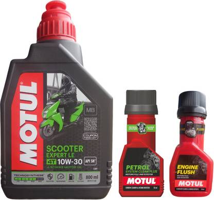 MOTUL Scooter Expert Le 10W30 - 800ml With Petrol System Clean and Flush 50ml Combo 10w30 Full-Synthetic Engine Oil