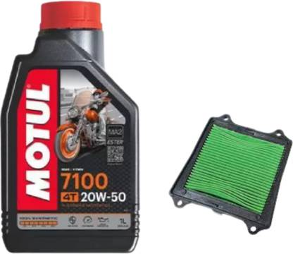 MOTUL 7100 4T 20W50 & Air Filter For Pulsar 200 Combo Synthetic Blend Engine Oil