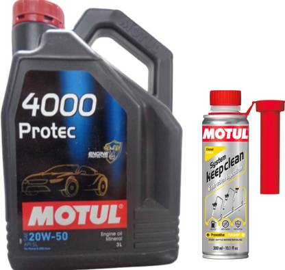 MOTUL 4000 PROTEC 20W50(3LT)+SYSTEM KEEP CLEAN DIESEL(300ml)Combo Mineral Engine Oil