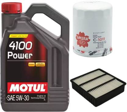 MOTUL 4100 5W30 Engine Oil, Air & Oil filter for Lancer Synthetic Blend Engine Oil