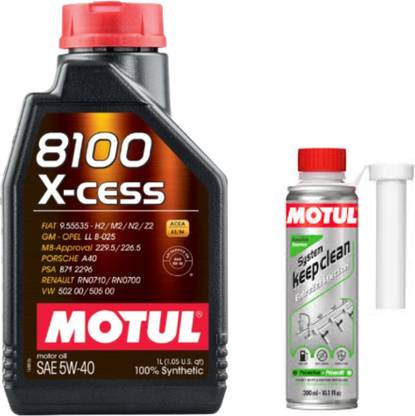 MOTUL 8100 X-CESS 5W-40(1l)+SYSTEM KEEP CLEAN GASOLINE(300ml)Combo Full-Synthetic Engine Oil
