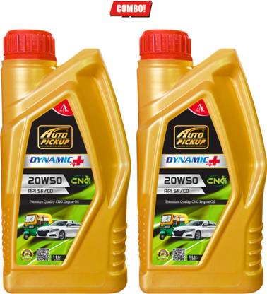 AUTO PICKUP Premium Quality 1+1 Combo Of 2 Dynamic Plus 20W50 API SF/CD CNG Engine Oil & High-Mileage Engine Oil