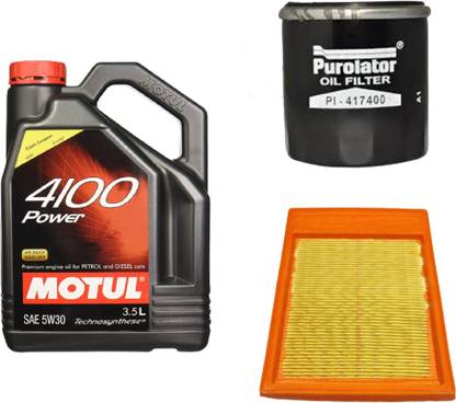 MOTUL 4100 5W30 Engine oil, Air Filter & Oil Filter Combo For Maruti WagonR Petrol Synthetic Blend Engine Oil
