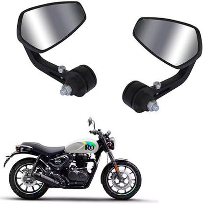 Grandbiker Manual Rear View Mirror, Driver Side, Dual Mirror For Royal Enfield Universal For Bike