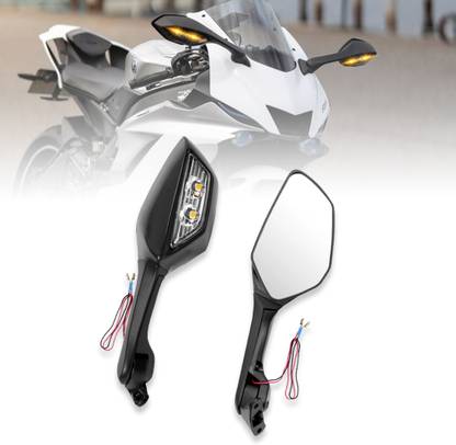 Moto Genius Universal Adjustable Bike Rear View Side Mirror with Turn Signal Led Indicator Bike Fairing Kit