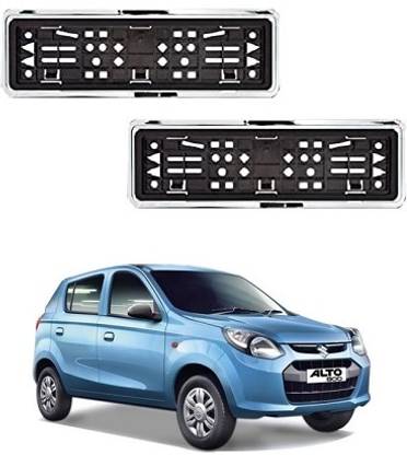 After cars Number Plate Chrome Frame (Front & Rear) for Maruti Suzuki Alto 800 Type 1 Car Number Plate