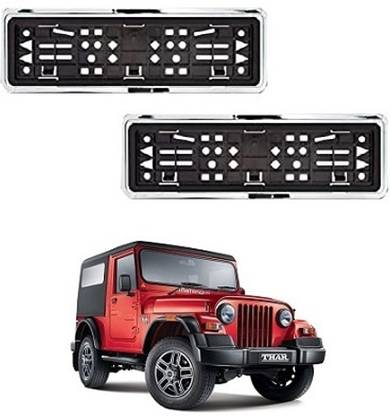 After cars Number Plate Chrome Frame (Front & Rear) for Mahindra Thar Car Number Plate
