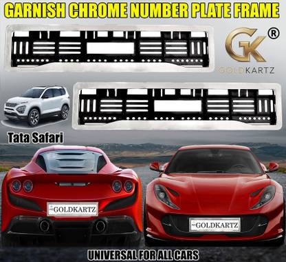 JOYOSFY Tata Safari Number Plate Frame Holder Chrome for all cars Car Number Plate