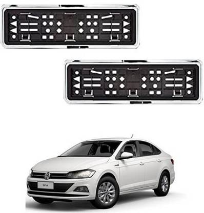 After cars Number Plate Chrome Frame (Front & Rear) for Volkswagen Virtus Car Number Plate