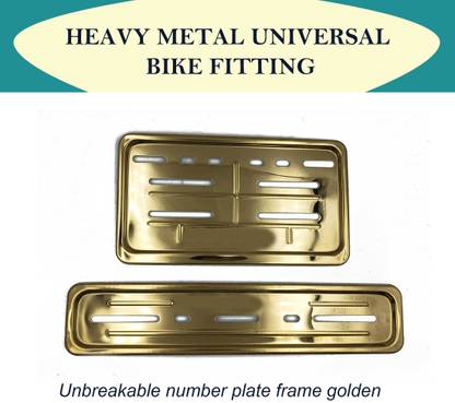 SHOWRIDE New Gold Bike Number Plate Standard Size Compatible for All Bike Bike Number Plate