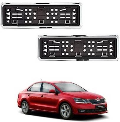 After cars Number Plate Chrome Frame (Front & Rear) for Skoda Rapid Car Number Plate