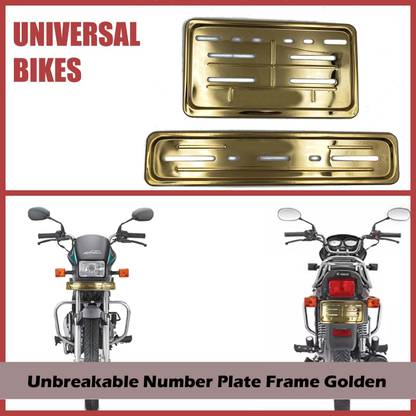 Znee Smart Bike Number Plate Golden Standard Size Compatible for All Motorbikes and Scooty Bike Number Plate