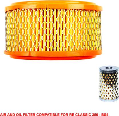 DESIKARTZ Air and Oil Filter Compatible For RE Classic/Electra & Thunderbird Combo Air Filter and Oil Filter Compatible For Royal Enfield Inline Oil Filter