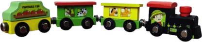 VAATHSALYA'S Wooden Magnetic Train (1 Engine + 3 Coaches) Montessori Toy for Toddlers