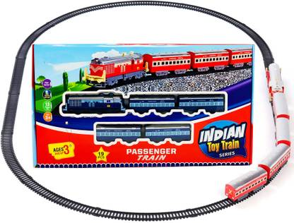 Wishmaster Indian Railways 4 Couch Passenger Toy Train Track Set For Kids With Front Light