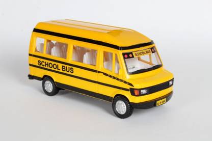 GREST Pull Back Yellow School Bus Public Transport Toy Car with Openable Gate