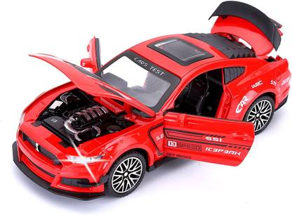 DARVICE 1:32 Scale Mustang Die-Cast Car with 4 Openable Doors Pull Back Lights & Music