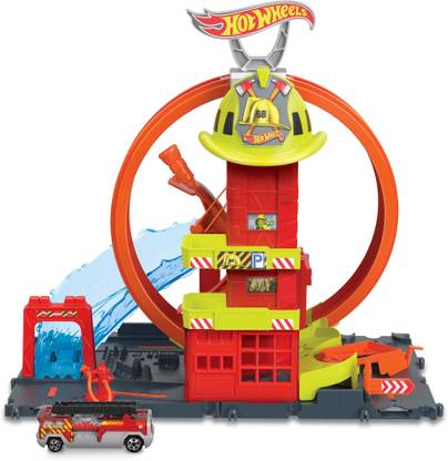 HOT WHEELS City Super Loop Fire Station Playset, Track Set