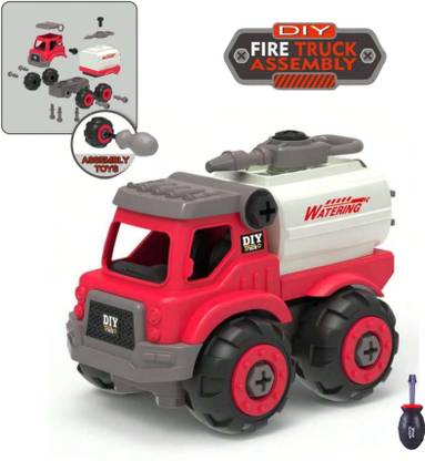 Toybot DIY Fire Truck Toy - Mini Assembly STEM Construction Building Toy & Screwdriver