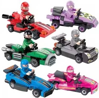 CountryLink COGO City Plastic Building Block Pull Back Race Car Scene Educational Toy Set