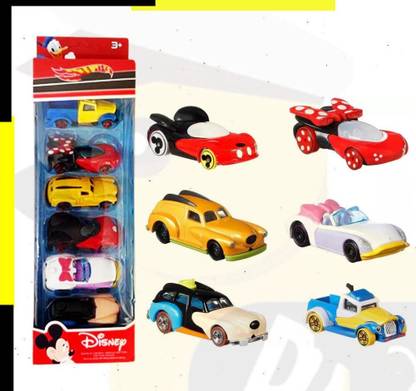 Zuuluzrs Hot wheels Disney Mickey Minnie Pluto Daisy Donald Goofy Vehicle Plactic Car Set