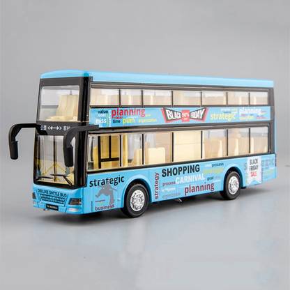 UKAXA Die Cast Metal Long Double Decker Bus Pullback Luxury Bus with Light & Sound bus