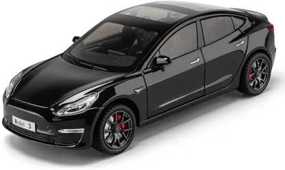 deoxy Big Tesla Model 3 Toy Metal Pull Back Diecast Car with Openable Door Sound Light