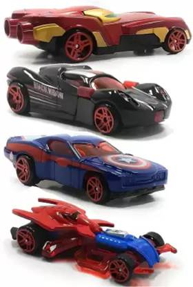 Game Phactory Superhero Metal on 4Pcs Cars Set Alloy Push-N-Go Toy Vehicles