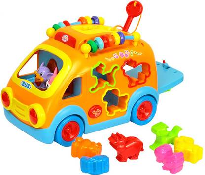 Kiditos Innovative Vehicle Happy Bus with Music & Lights & Blocks Learning Educational Toy